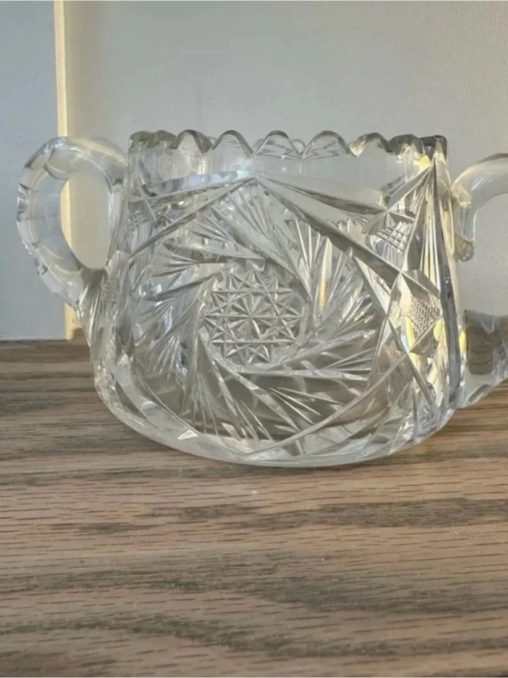 Vintage Traditional Heavy Cut Crystal Cream Sugar Set elegant dining